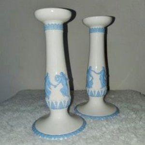 Beautiful Pair of Wedgwood "Dancing Hours" Tall Candle Sticks
